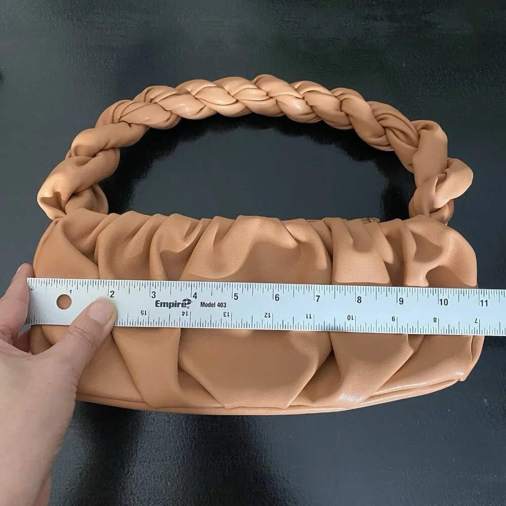 Mango Twisted Strap Baguette Bag Small Underarm Shoulder Bag Zipper Closure - Picture 12 of 14